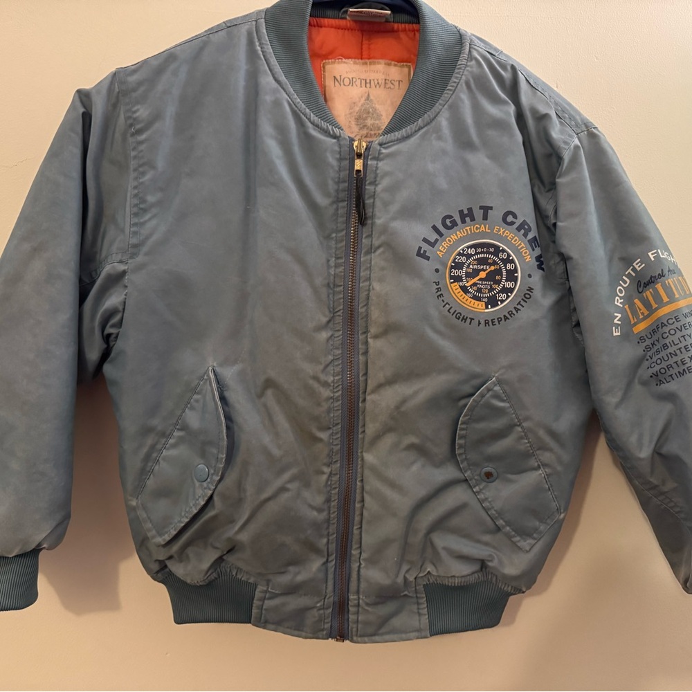 Vintage 90s Flight Crew Bomber Jacket Size 10 kids